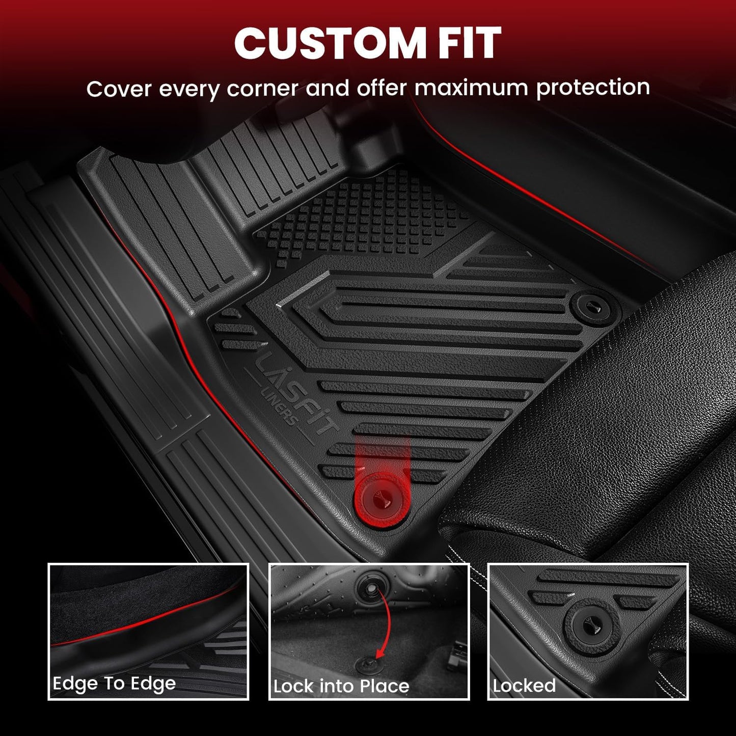 LASFIT Floor Mats & Cargo Mat for Buick Encore GX 2020-2026(Only Fit AWD), TPE All Weather Custom Fit 1st & 2nd Row Rubber Car Mats and Cargo Liner(Lower Position) for Buick Accessories, Black