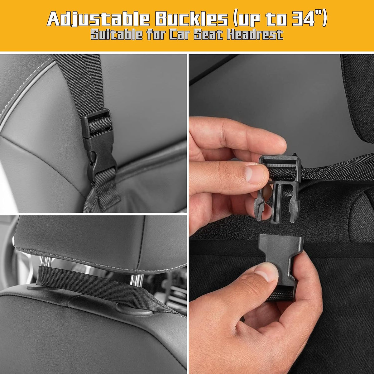 LUXJA Car Front Seat Organizer with Accordion File Pocket, Passenger Seat Organizer with Laptop Sleeve (Up to 15.6 In) and Adjustable Strap, Black