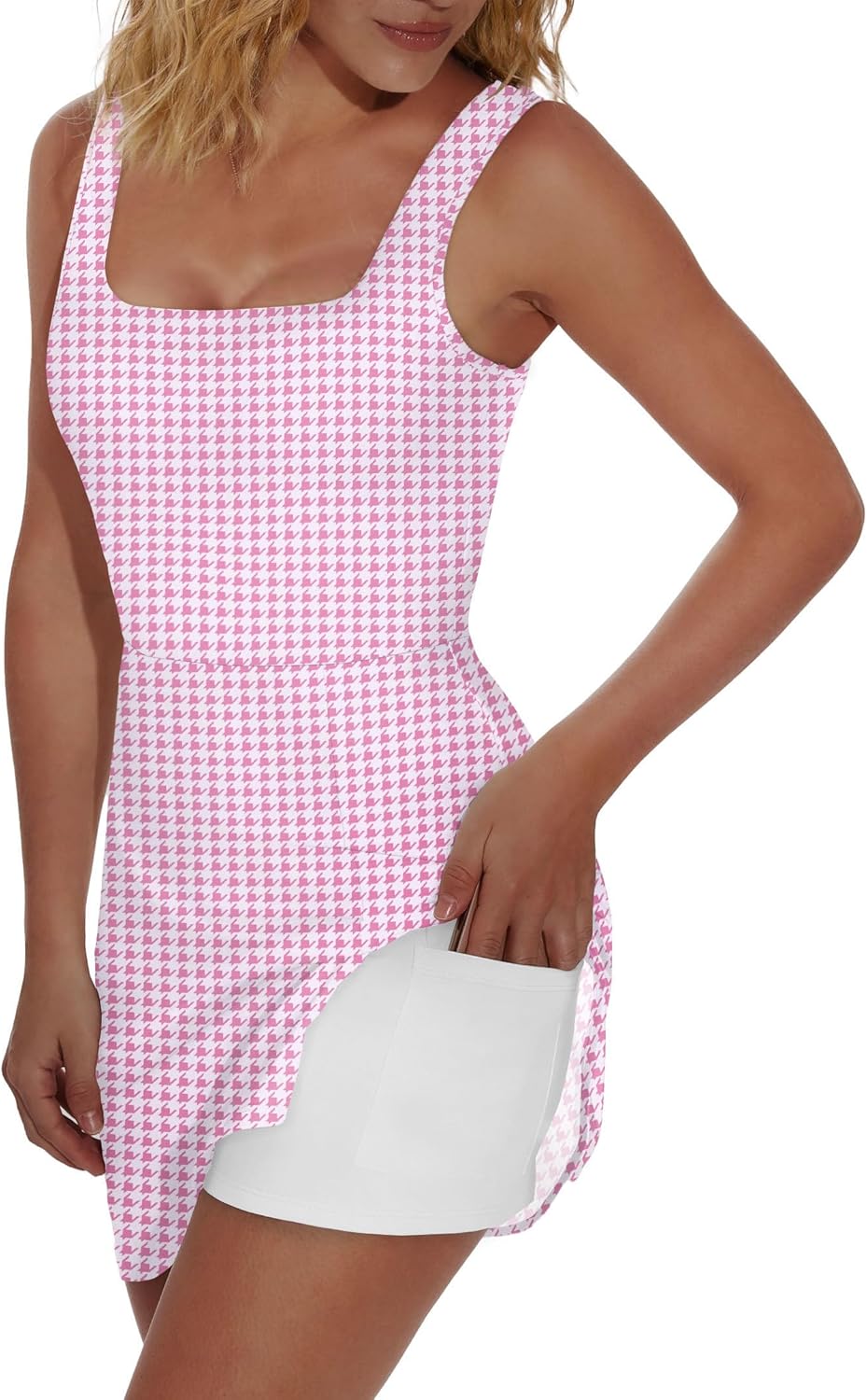 OFEEFAN Athletic Dress for Women - Mini U Neck Sleeveless Design with Built-In Shorts & Pockets | Ideal for Tennis & Golf