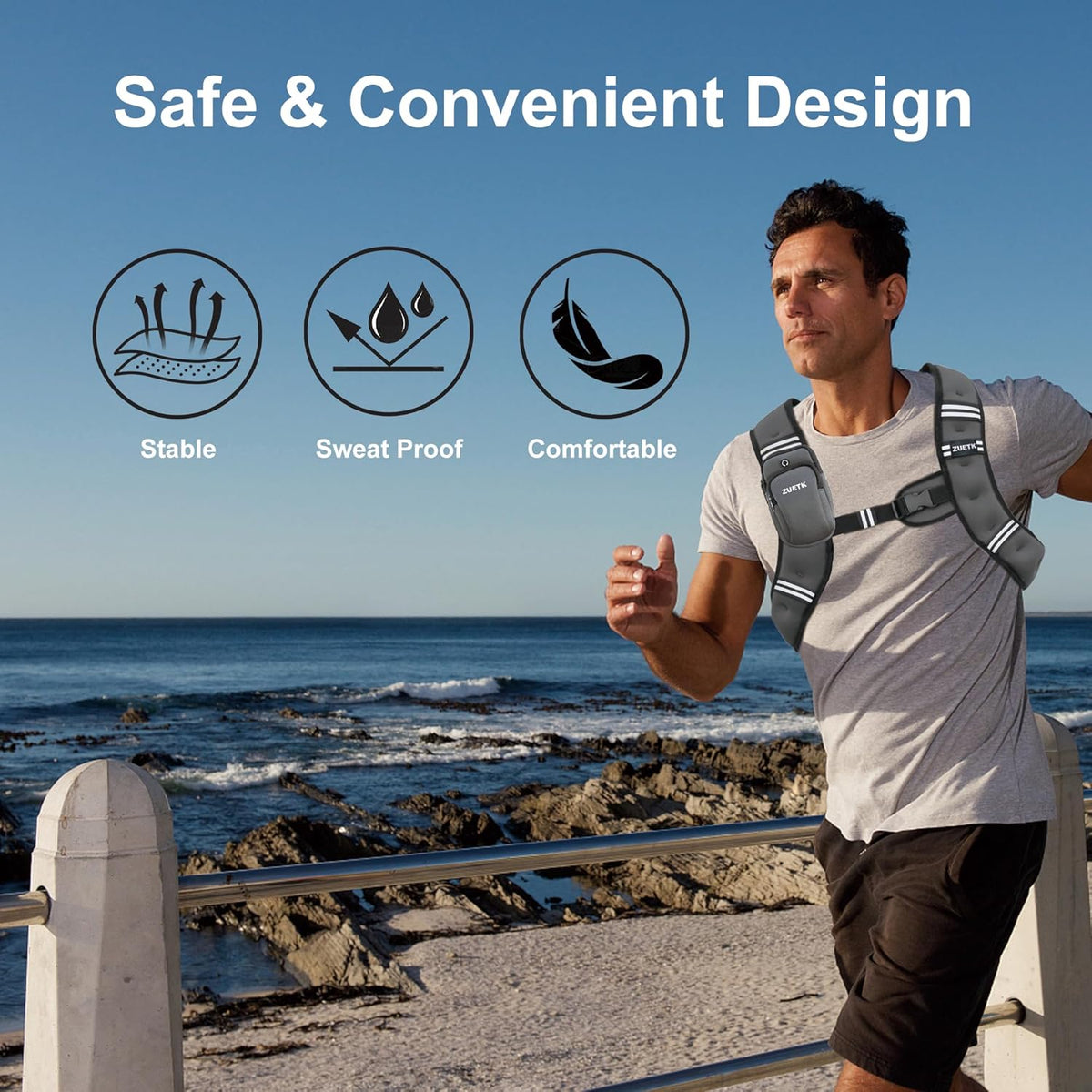 ZUETK Weighted Vest - Adjustable 6lb to 30lb | Reflective Stripe for Enhanced Safety - Ideal for Strength Training and Fitness