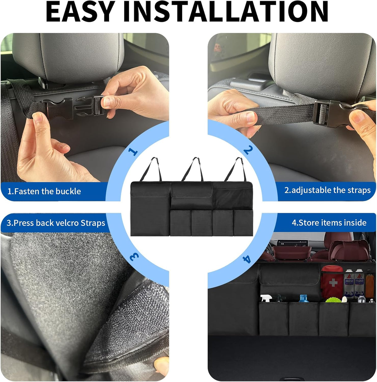 Car Trunk Organizer Backseat Hanging Organizer with Storage Pockets for Subaru Crosstrek, Forester, Outback, Ascent 2000-2024 2025 Car Accessories