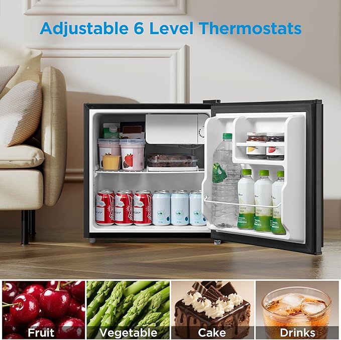Midea 1.6 Cu.ft Mini Fridge, Energy Star Certified, Low Noise for Bedroom