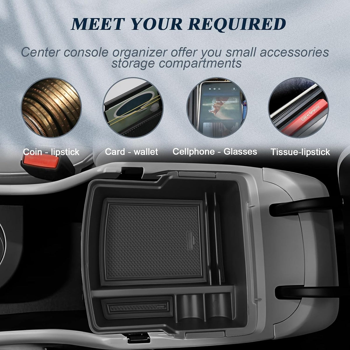 BIBIB0 for 2024 2025 2026 2027 Hyundai Kona Center Console Organizer Daul