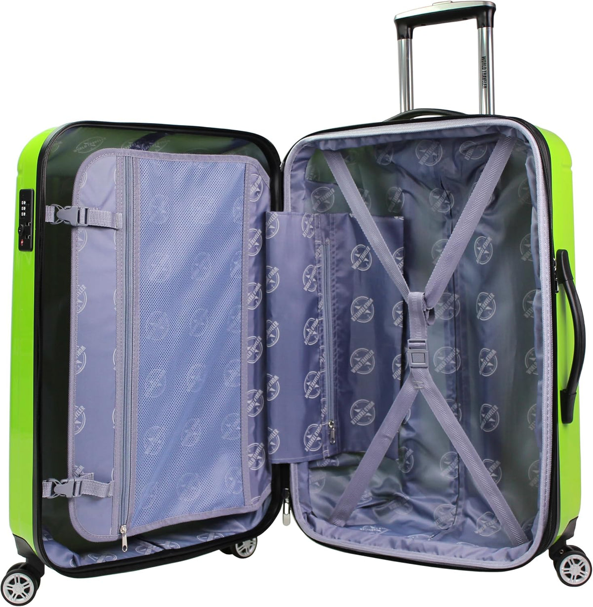 World Traveler Contour 2-Piece Polycarbonate Hardside Expandable Spinner Luggage Set with TSA Lock - Apple Green (20 &amp; 28)