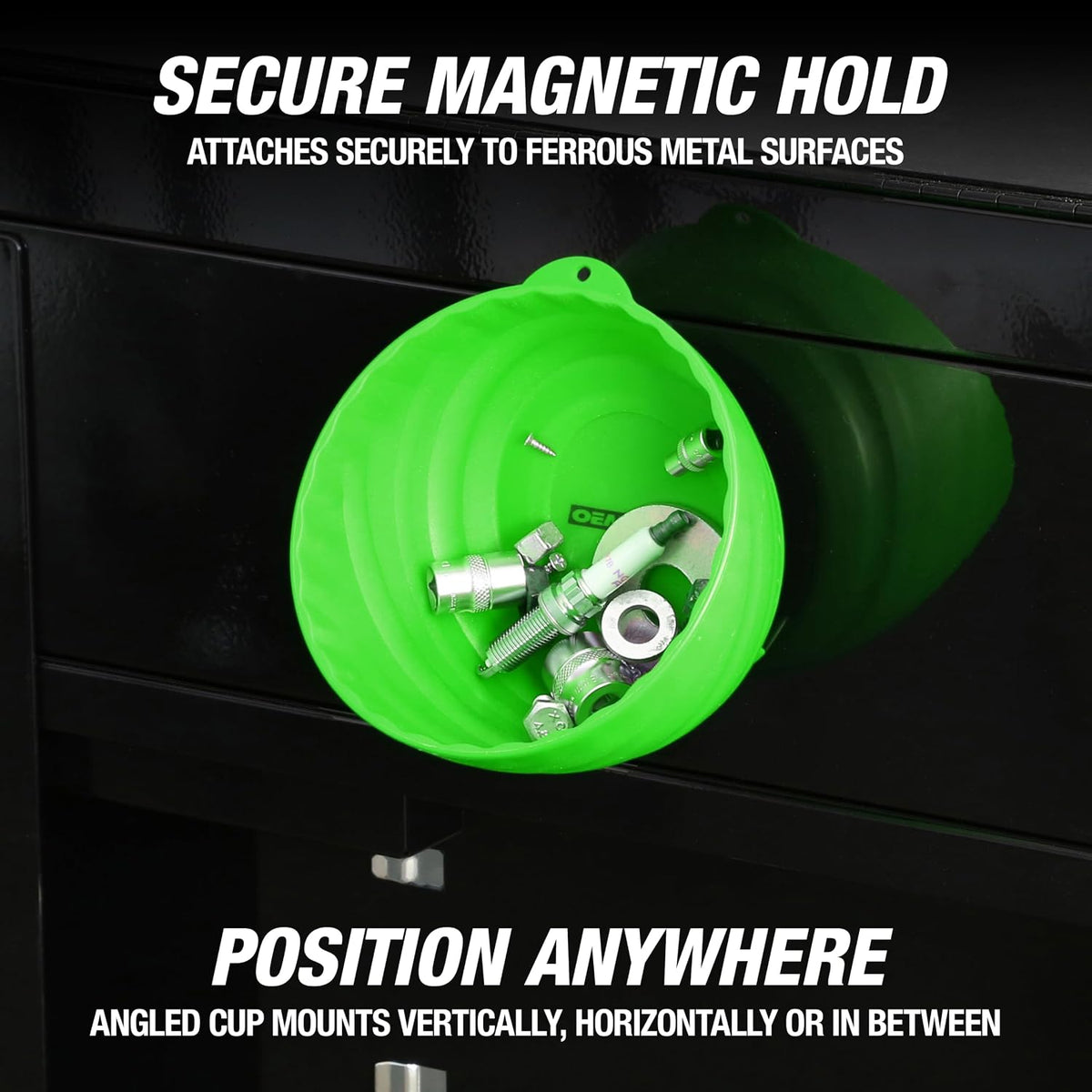 OEMTOOLS 25115 Magnetic Nut Cup Holds Up to 5 lbs. of Nuts, Bolts, & Screws