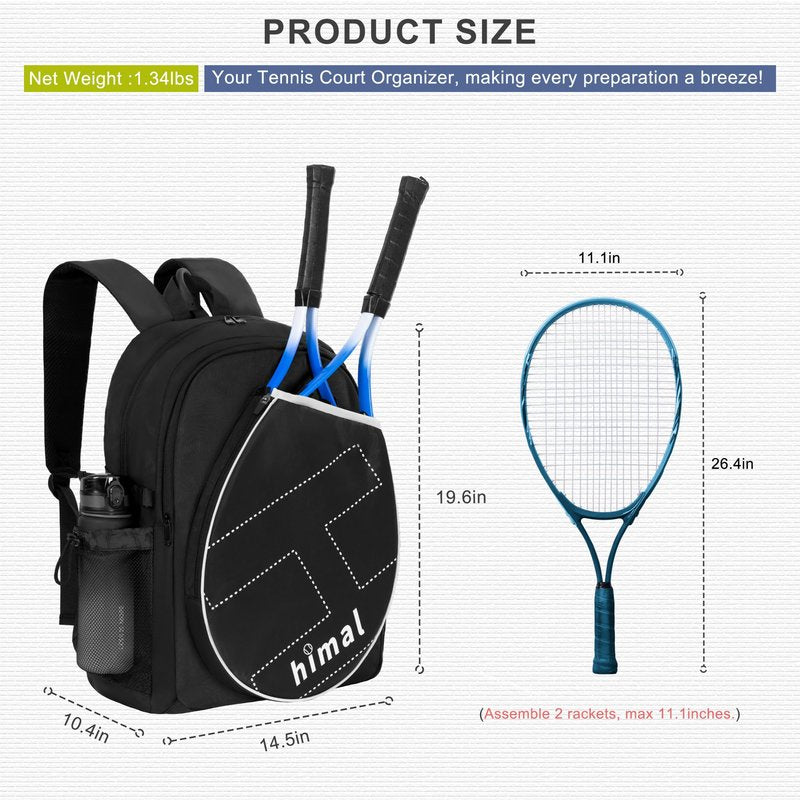 UNIHIMAL Tennis Bag Tennis Backpack for Men Women, Large Capacity Holds 2 Rackets with Ventilated Shoe Compartment and Insulated Pocket