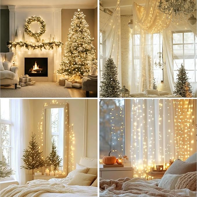 Fairy Lights Plug in, Dailyart 2000 Led Twinkle String Light with Remote 130Ft Waterproof 8 Modes Warm Cluster Lights with Timer for Bedroom Wreath Window Wedding Christmas Tree Decoration,Sliver Wire