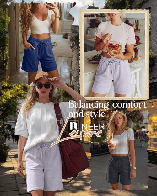 Neer Women's Bermuda Shorts - Comfortable Jogger Yoga Shorts with Pockets | Knee-Length, 3-Pack