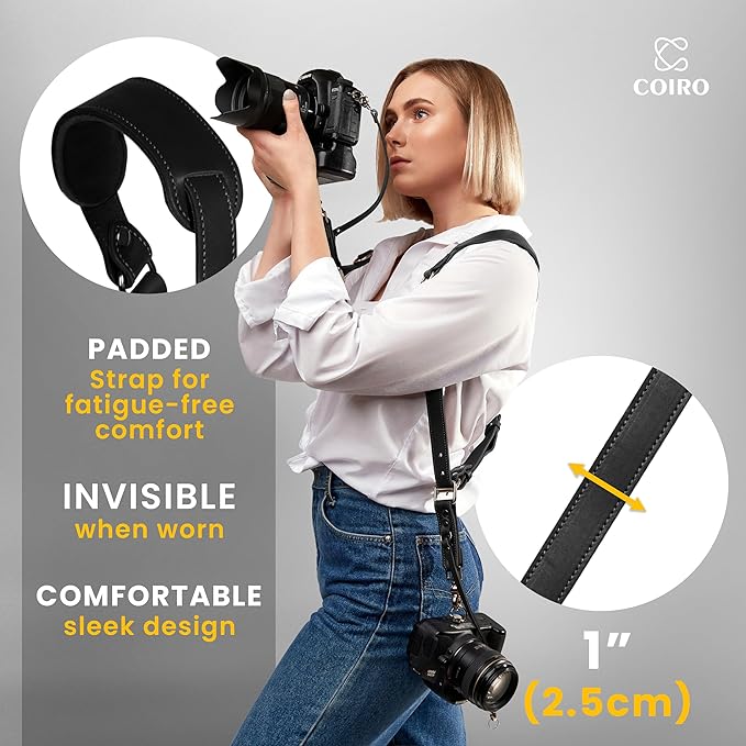 C Coiro Dual Camera Harness Shoulder Leather Camera Strap