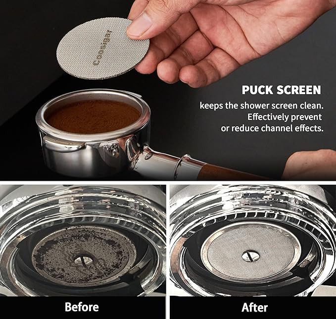 54mm Espresso Dosing Funnel and Puck Screen Set,Stainless Steel Coffee Dosing Ring Compatible with Breville 54mm Portafilter.Reusable 1.7mm Thickness Espresso Puck Screen(Stainless Steel)