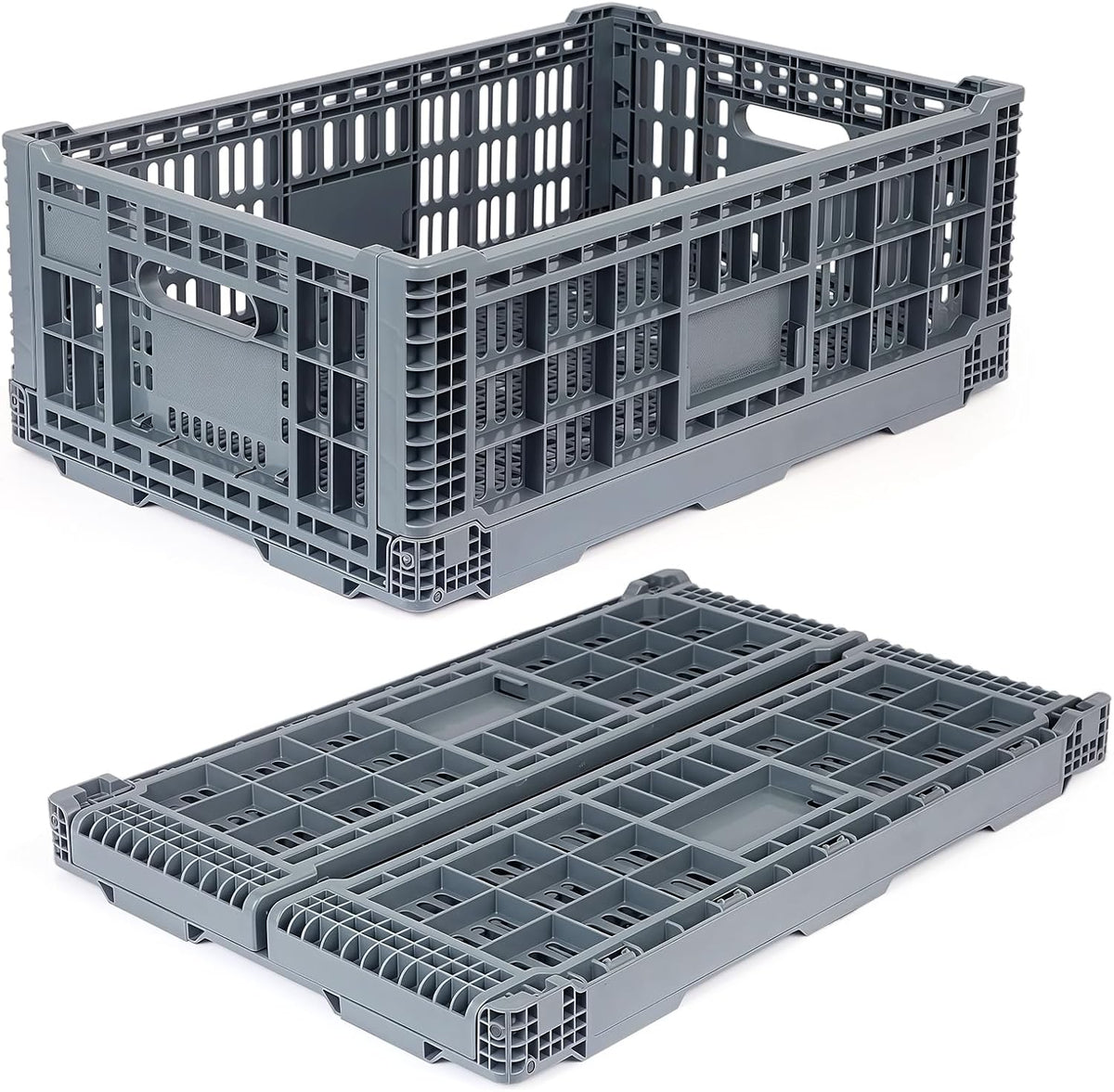 Collapsible Milk Crates 52L, Plastic Folding Storage Crate