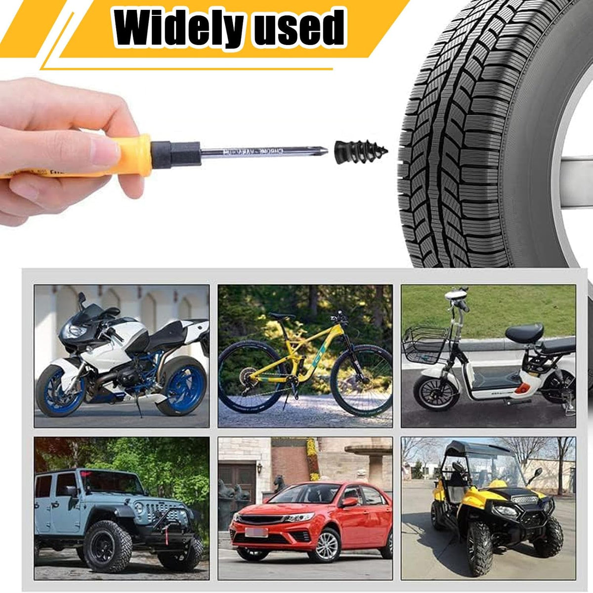 100 PCS Tire Repair Kit, Tire Repair Screws with 2 Sizes, Vacuum Tire Repair Rubber Nail, Screwdriver&Storage Box, Fast Self-Service Tool for Car, Truck, Motorcycle, Tire Puncture Repair (100Pcs)