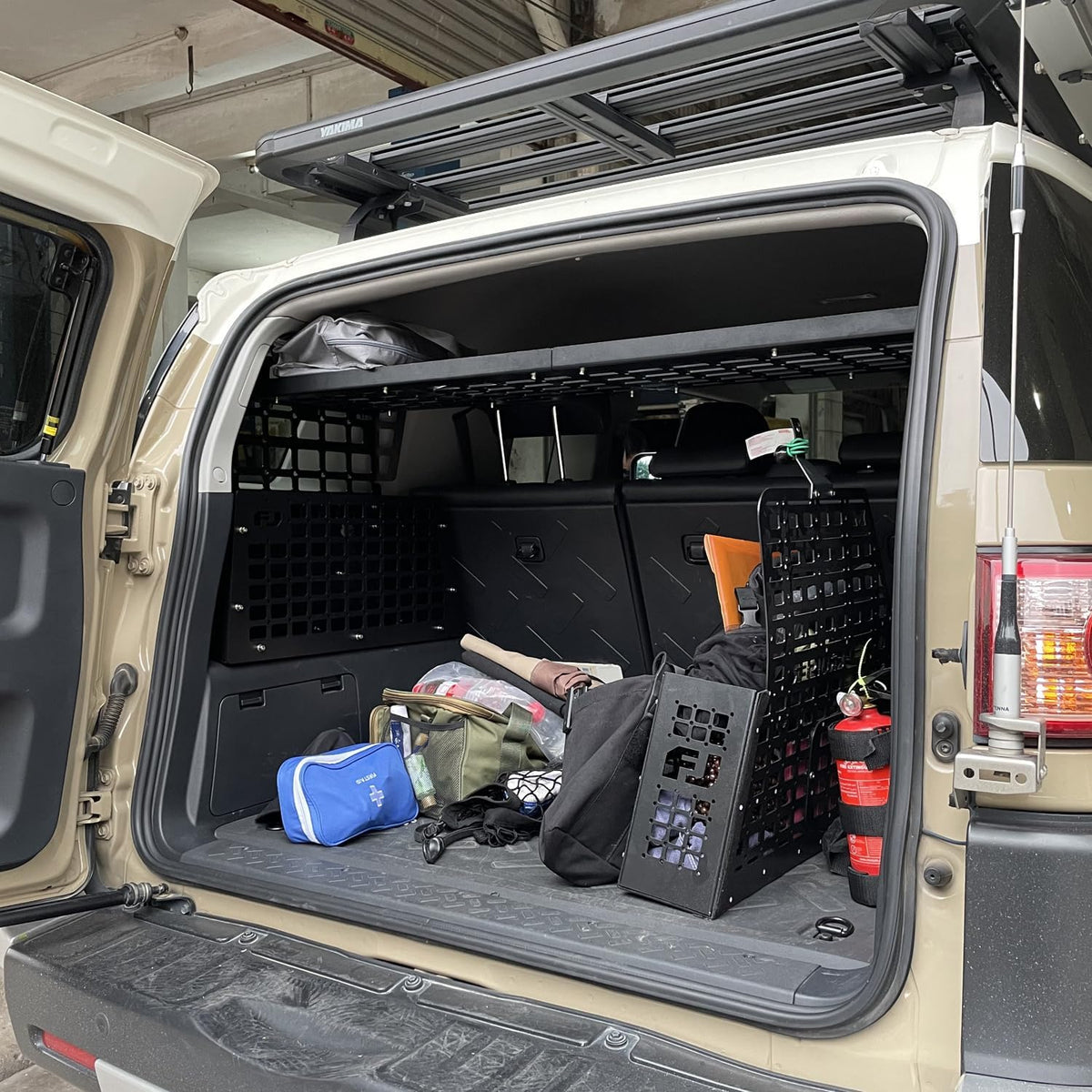 L2R for Toyota FJ Cruiser (XJ10) 2007-2024 Molle Panel Car Modular Storage Panel Shelf Modification Rear Trunk Interior Luggage Storage Carrier Organizer Kit (Side Panel + Trunk Shelf + Storage Boxes)