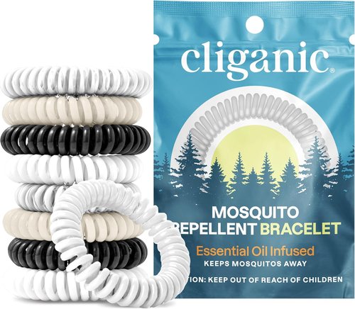 Cliganic Mosquito Repellent Bracelets - DEET-Free, Natural Protection for Adults & Kids | 10 Pack in Neutral Colors