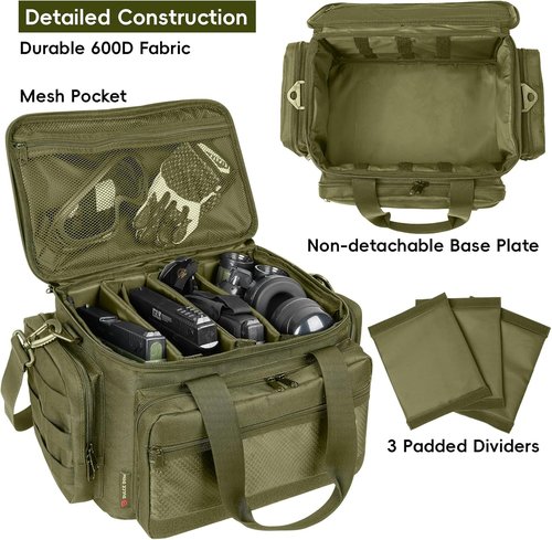 DULCE DOM Tactical Gun Range Bag - Lockable Handgun & Ammo Case with Extra Magazine Storage | Ideal for Outdoor Shooting