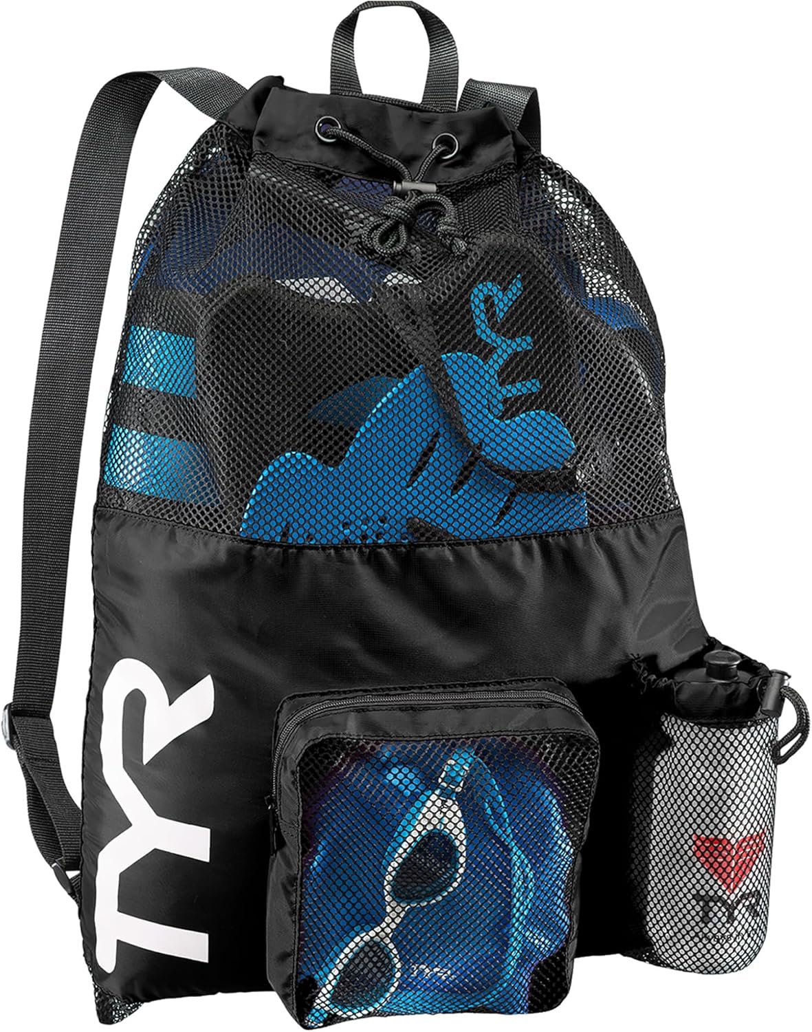 TYR Big Mesh Mummy Backpack - Ideal for Swim, Gym & Workout Gear | Spacious 40-Liter Capacity, Black