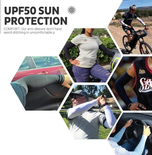HEGCOIIE UV Sun Protection Arm Sleeves - UPF 50 Cooling Tattoo Cover Up for Golf & Cycling