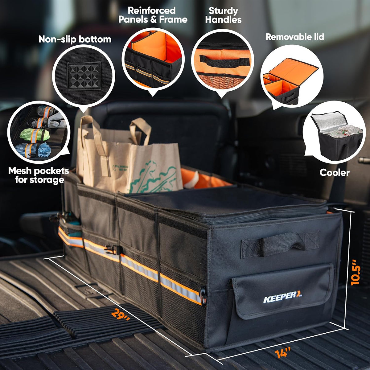 KEEPER 70L Extra Large Trunk Organizer with Cooler for SUV, Car & Minivan
