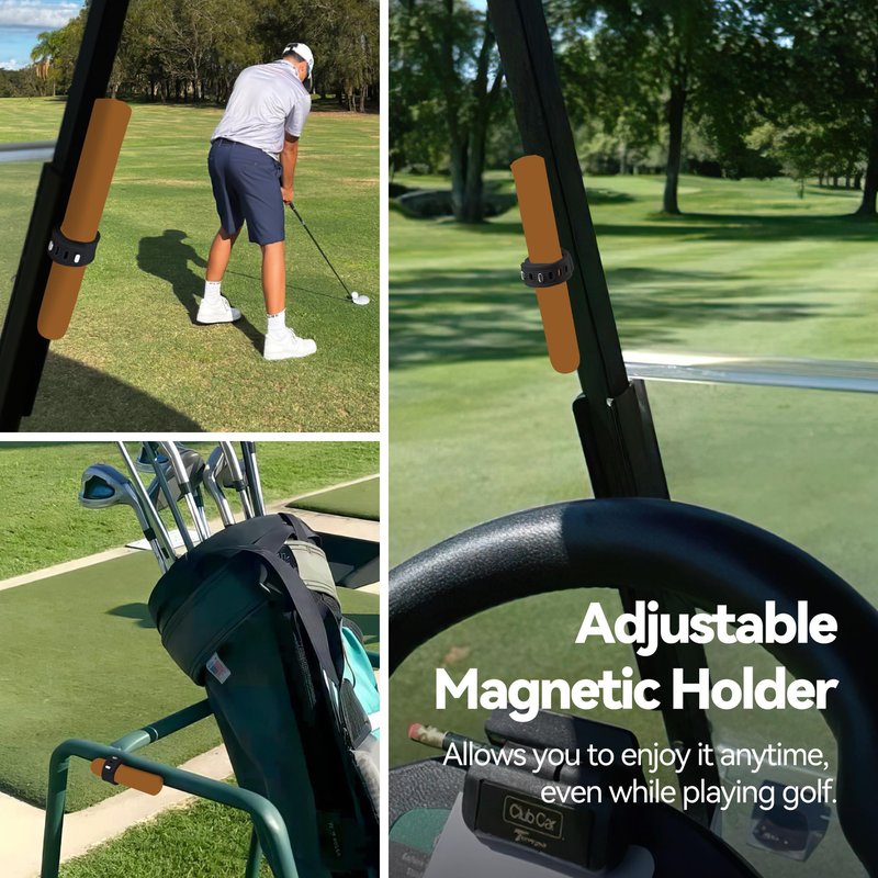 ROWFEN 2Pcs Golf Cart Accessories - Fits 38 to 60 Ring Gauge - Convenient Holder with Magnet and Adjustable Design - Fit for Golfing, Grilling, Fishing, Travel, and Outdoor Adventures (Black+Black)