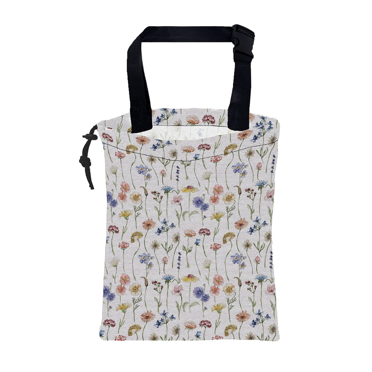 Car Garbage Bag Watercolor Wildflowers Drawstring Car Trash Bag Hanging for Back Seat with Adjustable Buckle Canvas Vehicle Trash Can Easy-to-Install