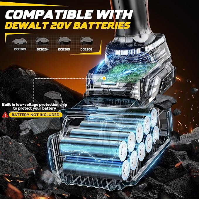 DIYtoolifz Cordless Impact Wrench 1/2” Compatible with Dewalt 20v Battery(Bare Tool), 1000FT-LBS High Torque Impact Driver, Electric Impact Gun with LED Work Light, Variable Speeds, 4-Speed Control