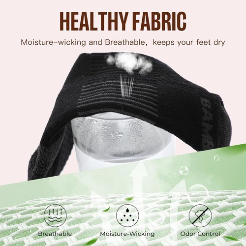 BAMBOO COOL Women's Athletic Ankle Socks - Anti-Odor, Moisture-Wicking, Cushioned | 5/6 Pairs