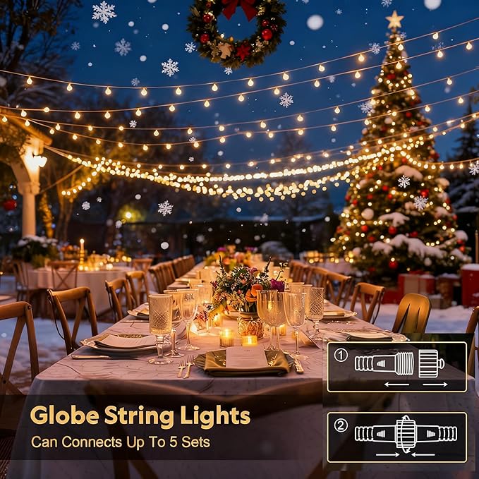 100 LED Connectable Globe String Lights Indoor Bedroom, 33ft Warm White Christmas String Lights Plug in with Remote, 8 Modes Hanging Fairy Lights Outdoor for Room Classroom Dorm Party Decor