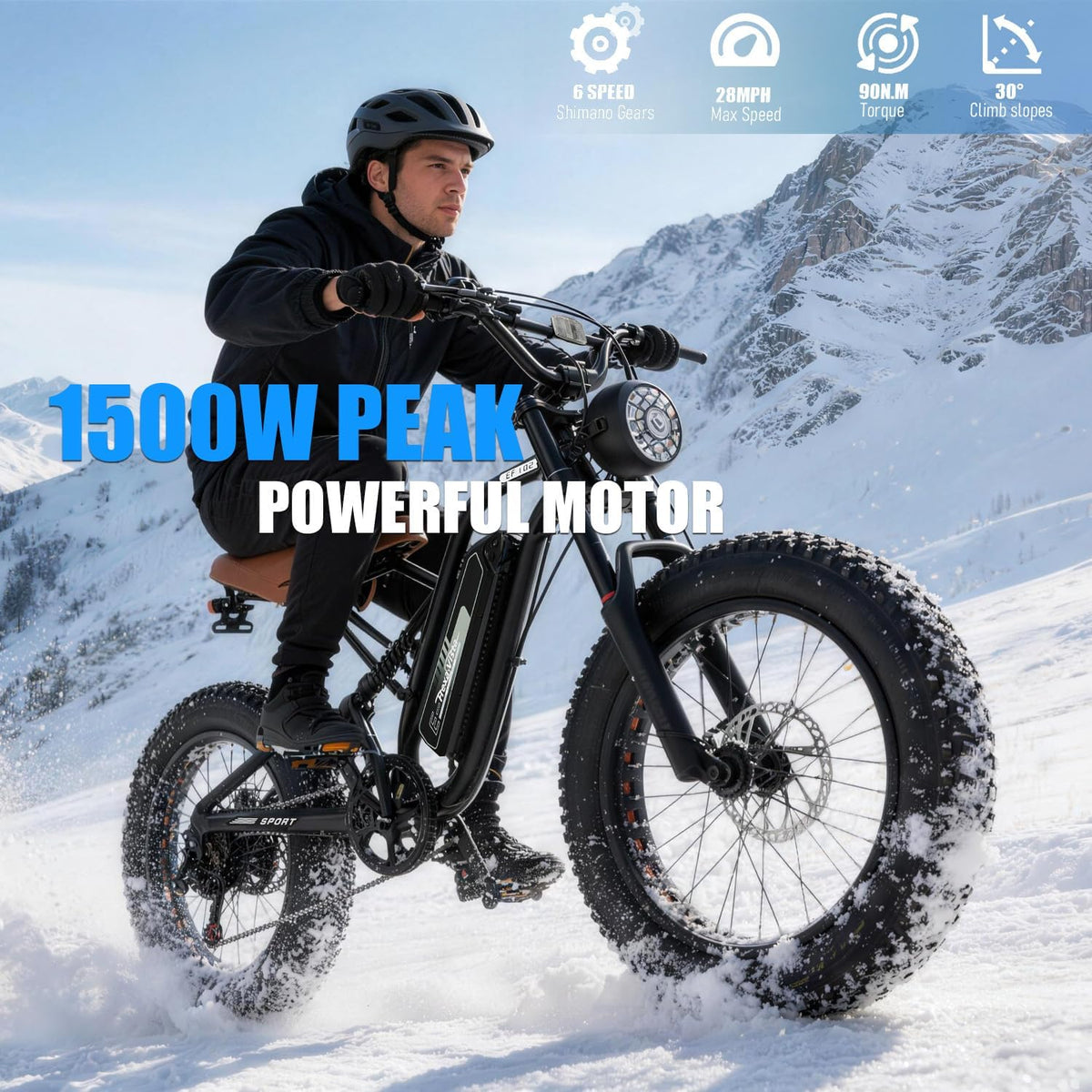 Skiennix Electric Bike - 1500W Peak Motor with 48V/20AH Battery | 20" Fat Tire for All Terrain Riding