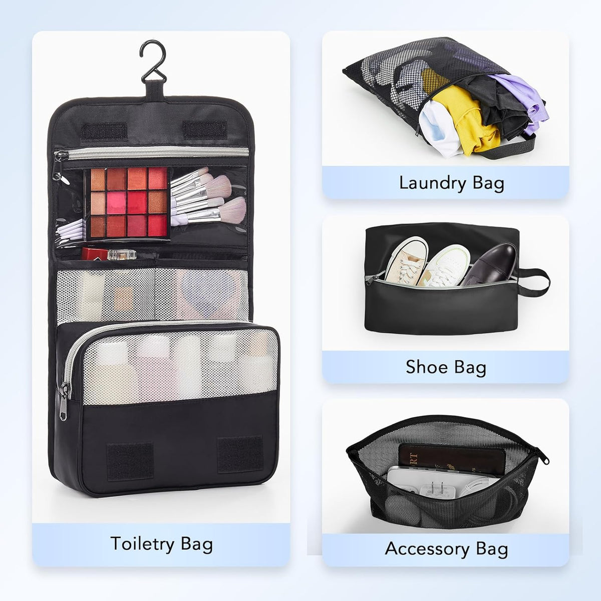 OlarHike Compression Packing Cubes - 10 Set Travel Organizer Bags for Suitcase | Expandable & Compressible (Black)