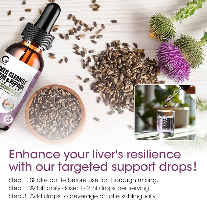 2 Pack Liver Cleanse Detox & Repair Liquid Drops with Milk Thistle, Artichoke Extract, Liver Supplement for Liver Cleanse & Detox, Antioxidant, Digestive Support,Vegan - 4 Fl Oz