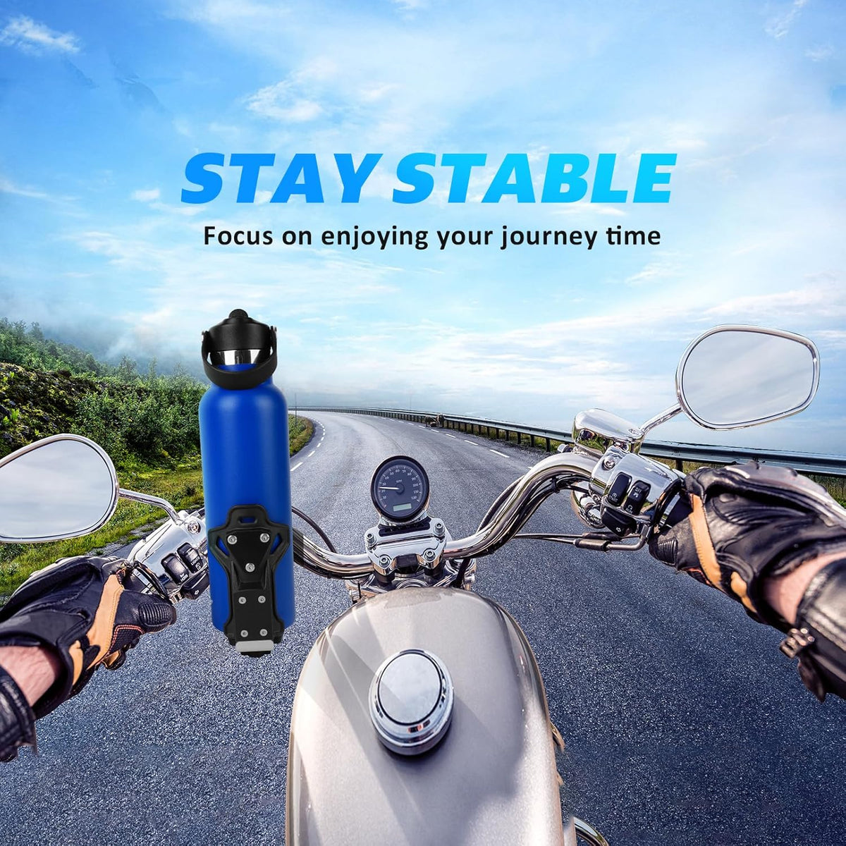 Upgraded Motorcycle ATV Cup Holder Anti Theft Bike Water Bottle Holder