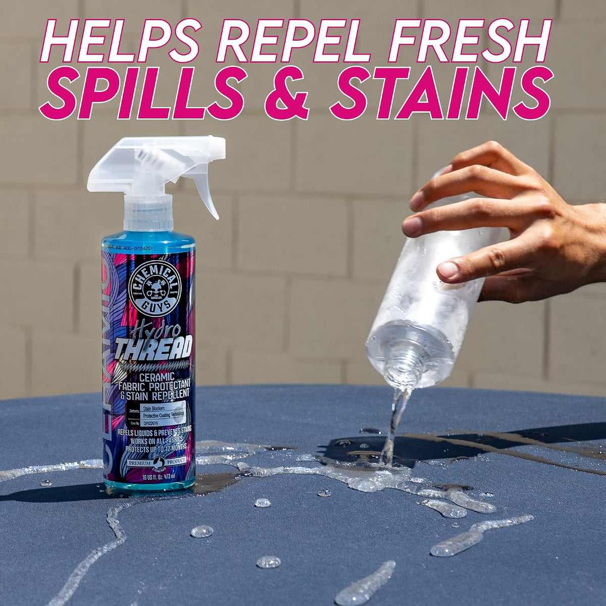 Chemical Guys SPI22616 HydroThread Ceramic Fabric Protectant & Stain Repellent (Works on Fabric, Carpet & Upholstery) 16 oz. + MIC_506_03 Premium Microfiber Towels, Gold (16" x16") 3 Pack