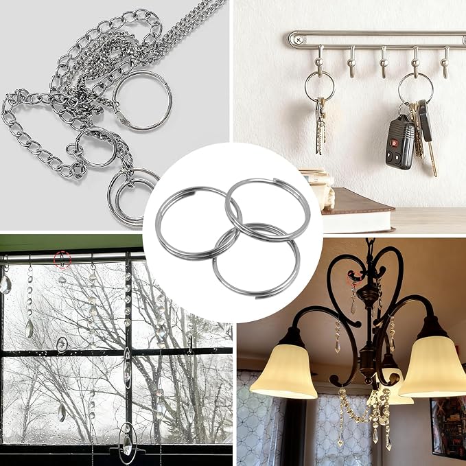 500PCS Stainless Steel Bright Silver Chandelier Split Rings, 0.63inch Diameter