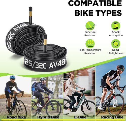 FV42/AV48/FV60mm 700C Bike Tube by [Brand Name] - Durable Butyl Inner Tube with 2 Tire Levers | Fits 700x25C to 700x32C