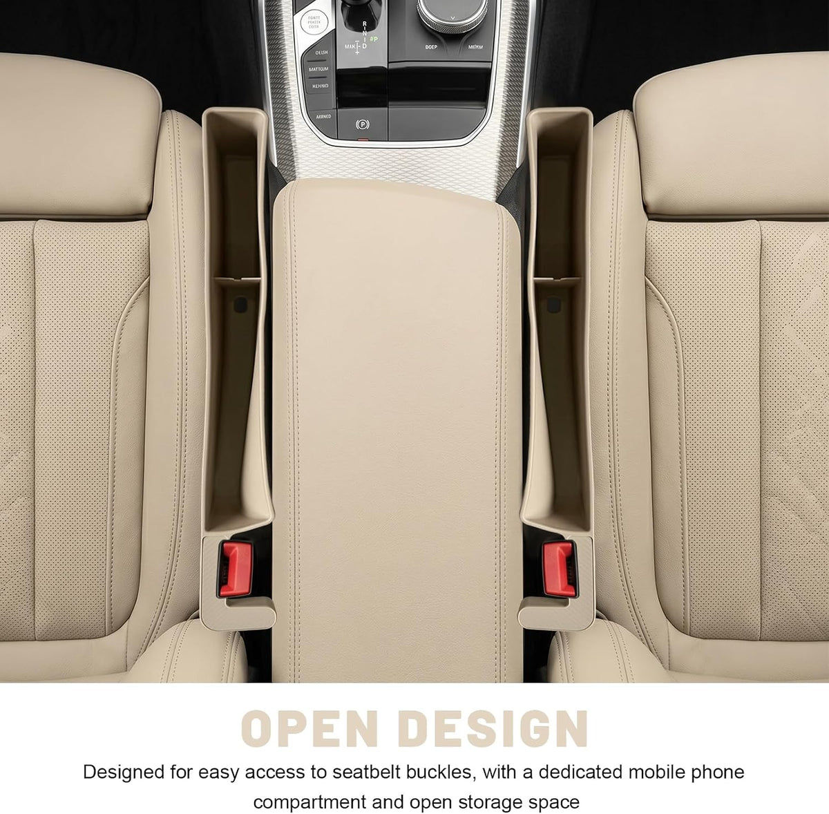 2 PCS Car Seat Gap Filler, Multifunctional Auto Console Side Storage with Phone Holder & USB Slot, Universal Front Seat Organizer Fill The Gap Space for Car SUV Truck (Beige)