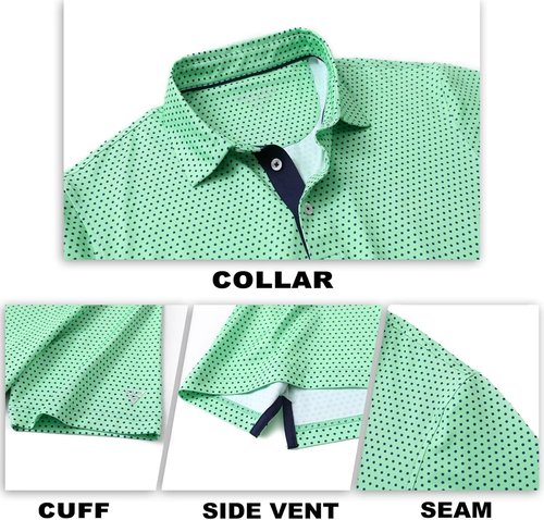 M MAELREG Men's Golf Polo Shirt - Short Sleeve Moisture-Wicking Performance | Stylish Print Design