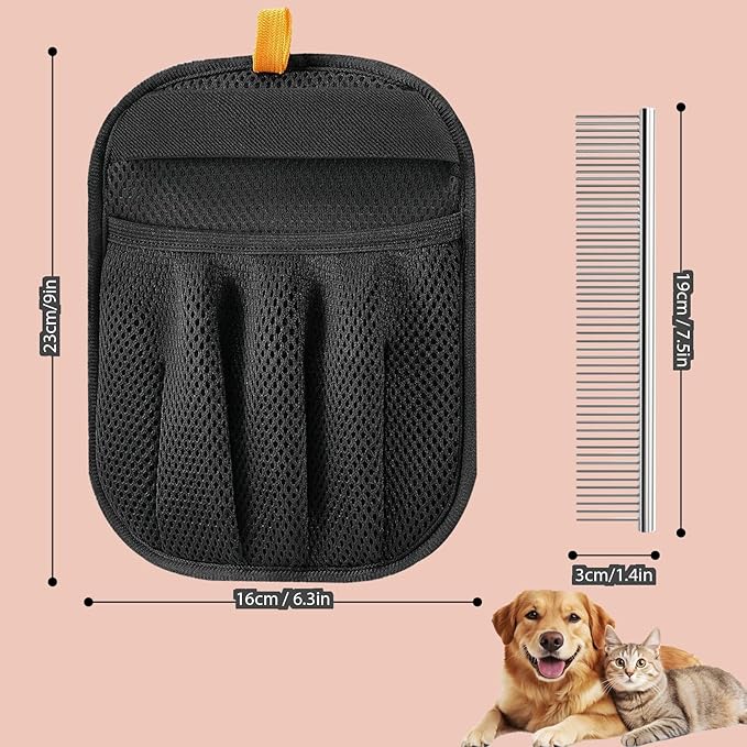 Pet Hair Glove Removal & Deshedding Comb for Cats and Dogs, Electrostatic Magic Brush for Furniture Laundry Car Seat Reusable Pet Hair Remover Tool Cleaning Supplies(Gloves + Comb)