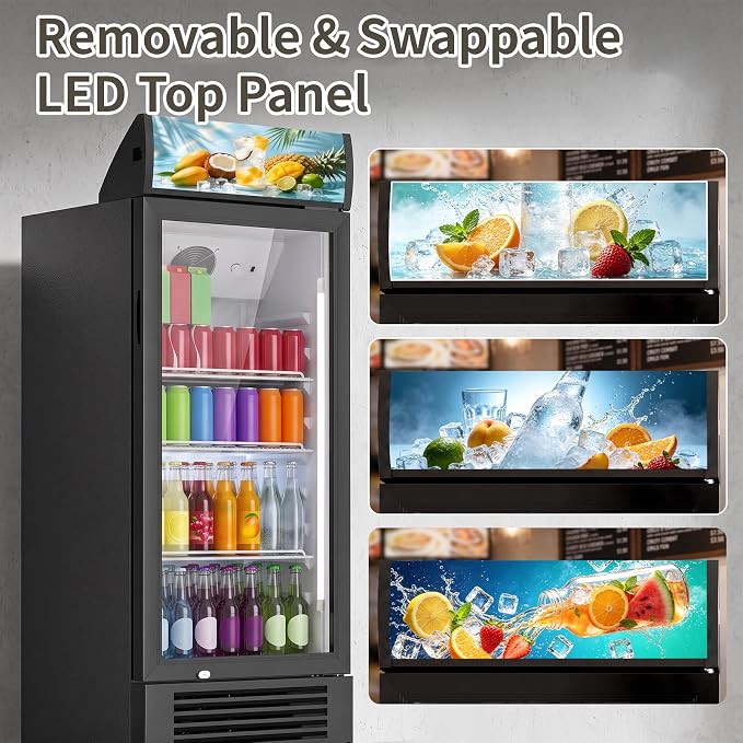 6 Cu.Ft Commercial Beverage Refrigerator with Glass Door | Merchandiser Display Fridge with LED Light, 7 Temp Control, 4 Lockable Casters for Retail Store Bar, Shops, Restaurants
