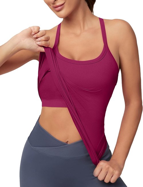 MathCat Workout Tank Top - Sleeveless Gym Top with Built-In Bra | Seamless Racerback Design for Yoga