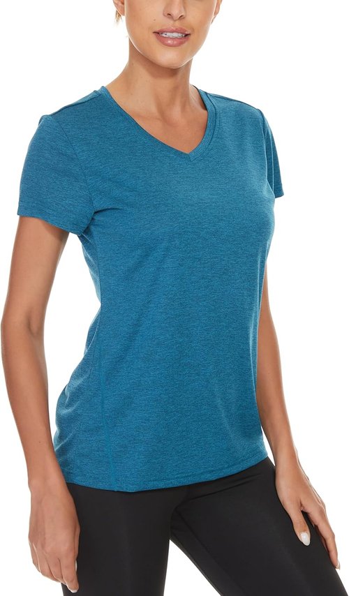 MAGCOMSEN Women's V-Neck Short Sleeve Tees - Moisture-Wicking Summer Running Tops | 2 Pack