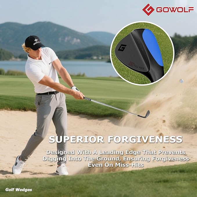 Gowolf Forged Golf Wedges 50/52/54/56/58/60/69 Degree Single or Sets for Men, Right Hand Premium Full Face Gap Wedge Sand Wedge Lob Wedge Golf Club, Great Golf Gifts - CNC Milled Face for More Spin