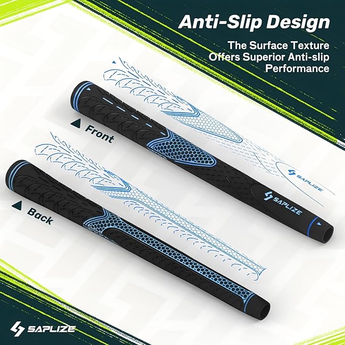 SAPLIZE Golf Grips Set of 13, Bundle with Tape or Full Regripping Kit, Jumbo / Mid / Standard / Undersize, Women / Men Anti-slip Rubber Golf Club Grips, CC01 Series