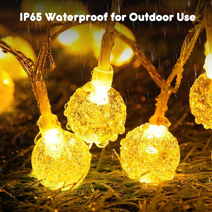 Minetom Crystal Globe String Lights Battery Operated - 17 ft 30 LED Globe Fairy Lights with Remote and 8 Modes, Waterproof for Bedroom Tent Loft Camping Porch Patio Party Wedding Decor, Warm White