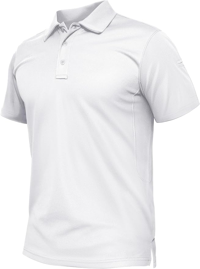TACVASEN Mens Polo Shirt Short Sleeve Tactical Performance Collared Work Golf Shirts Dry Fit Pique Polos for Summer