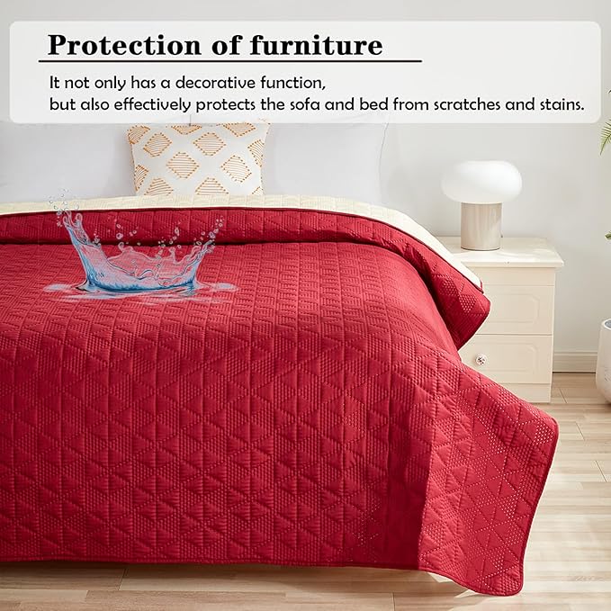Waterproof Dog Bed Cover Pet Blanket, Soft Pet Couch Covers for Sofa Washable, Bed Couch Sofa Furniture Protector for Puppy Cat Kids (Red,170 * 210 CM)