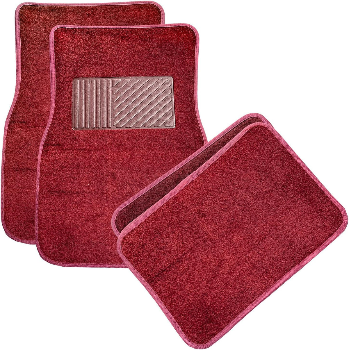 4PCS Car Floor Mats, Anti-Slip Waterproof Car Carpets with Safety Heel Pad, Heavy Duty Floor Mat for All Weather Protection, Universal Trim to Fit for Sedans Trucks SUVs (Black)