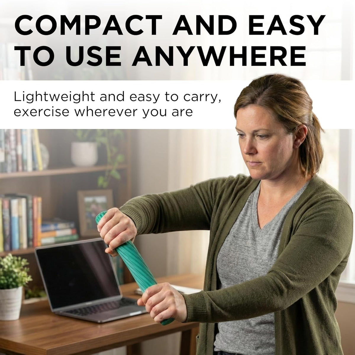 TheraBand FlexBar Resistance Bar - Medium Green Therapy Bar for Wrist & Forearm Exercises