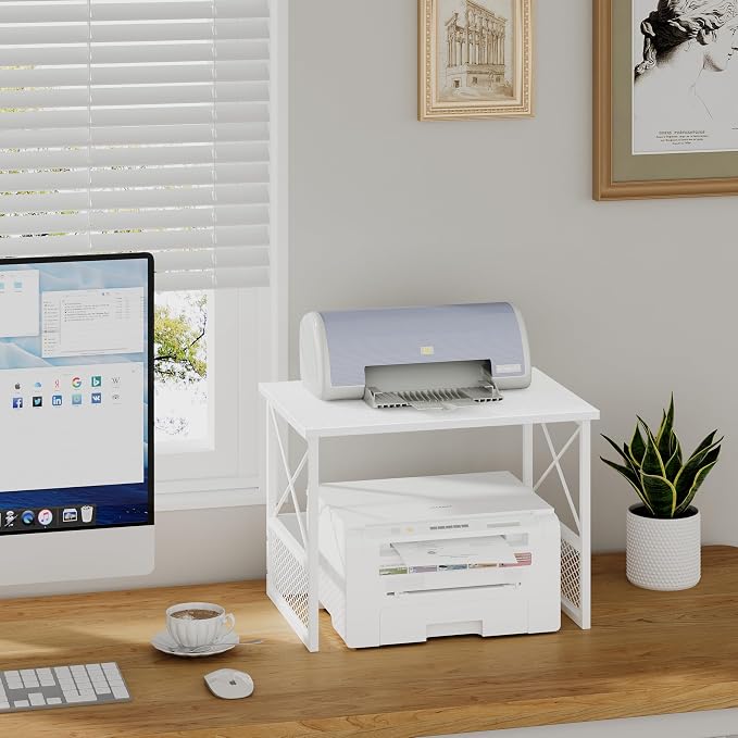 Printer Stand for Desk, Desktop Printer Stand Shelf Organzier for Home Office