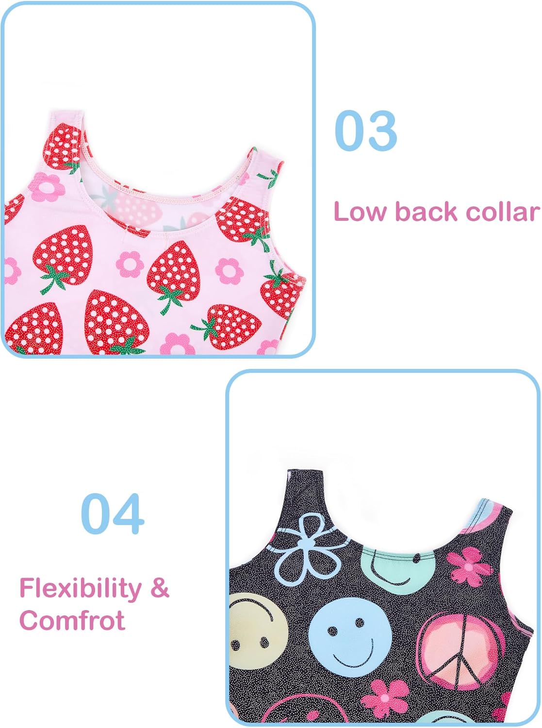 Skiennix Gymnastics Leotards for Girls - Sparkly 2-Pack Biketards with Matching Hair Scrunchies