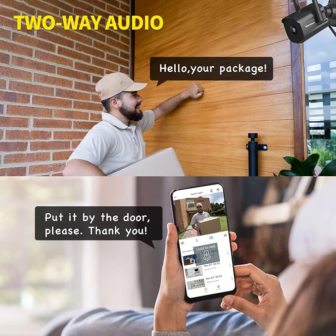 Septekon Security Camera Outdoor 2 Pack, 2.4G Wired WiFi Cameras